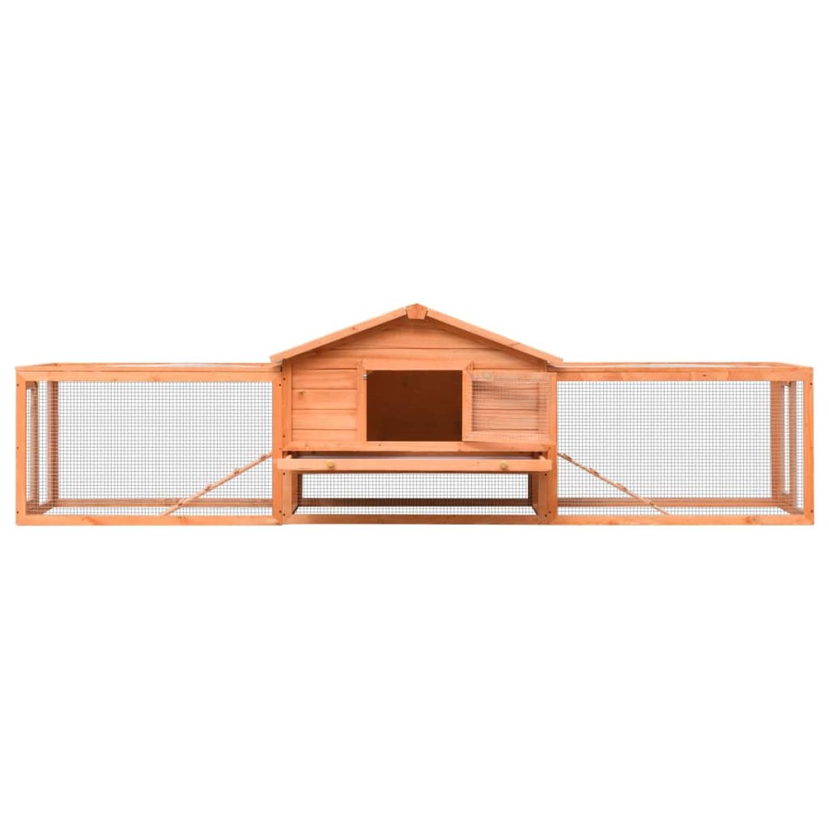 Conejera de madera maciza de pino y abeto 310x70x87 cm