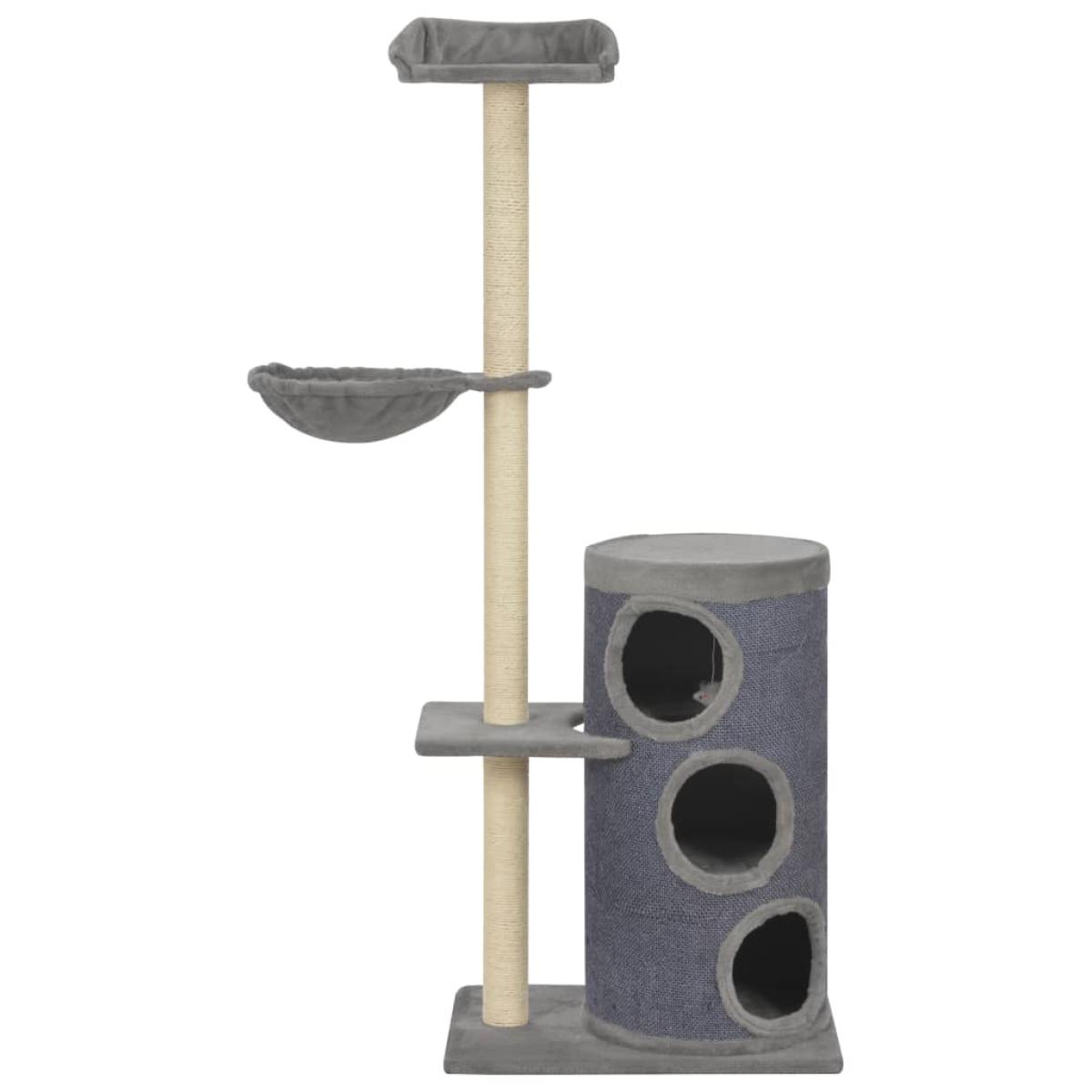 Rascador para gatos con postes de sisal 148 cm gris