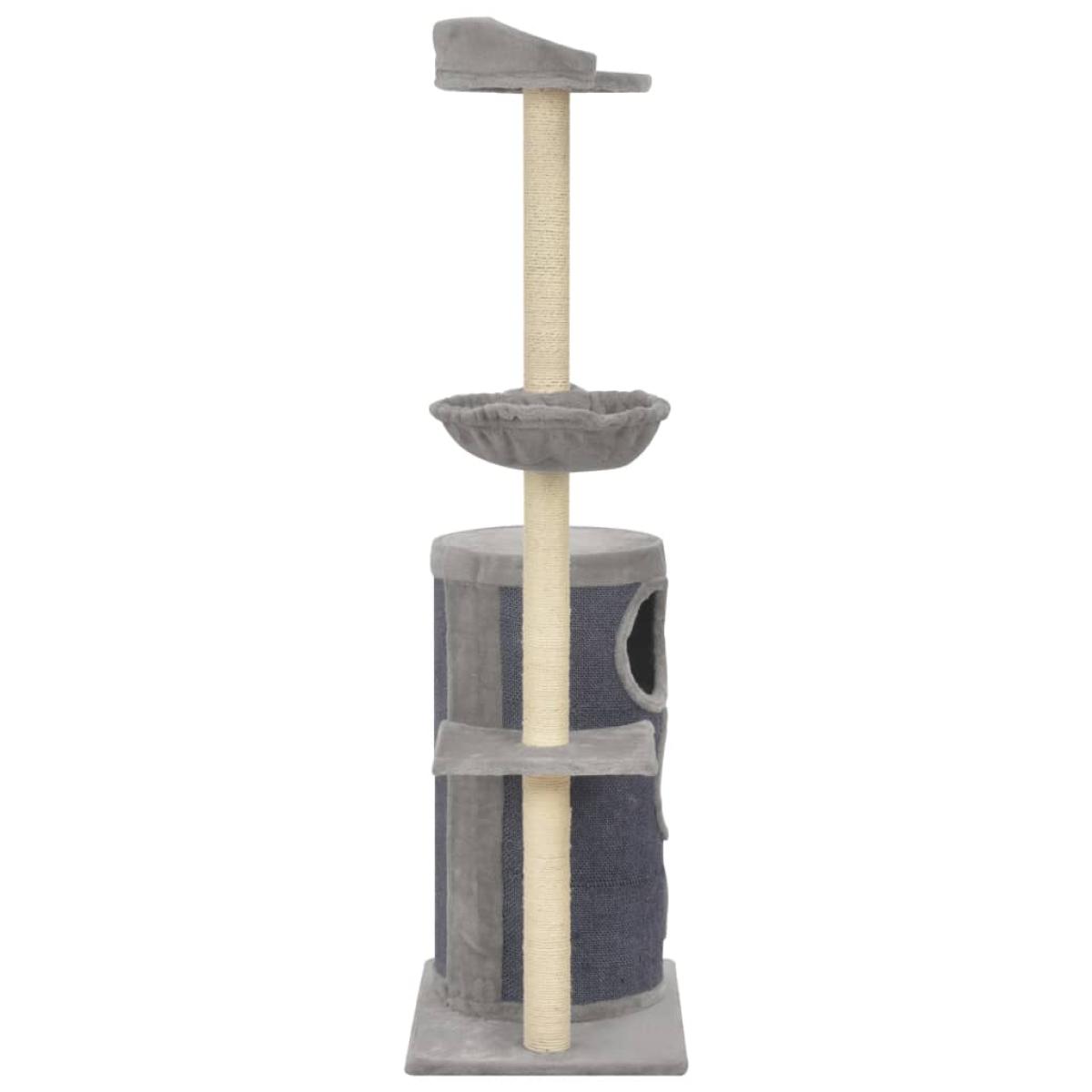 Rascador para gatos con postes de sisal 148 cm gris