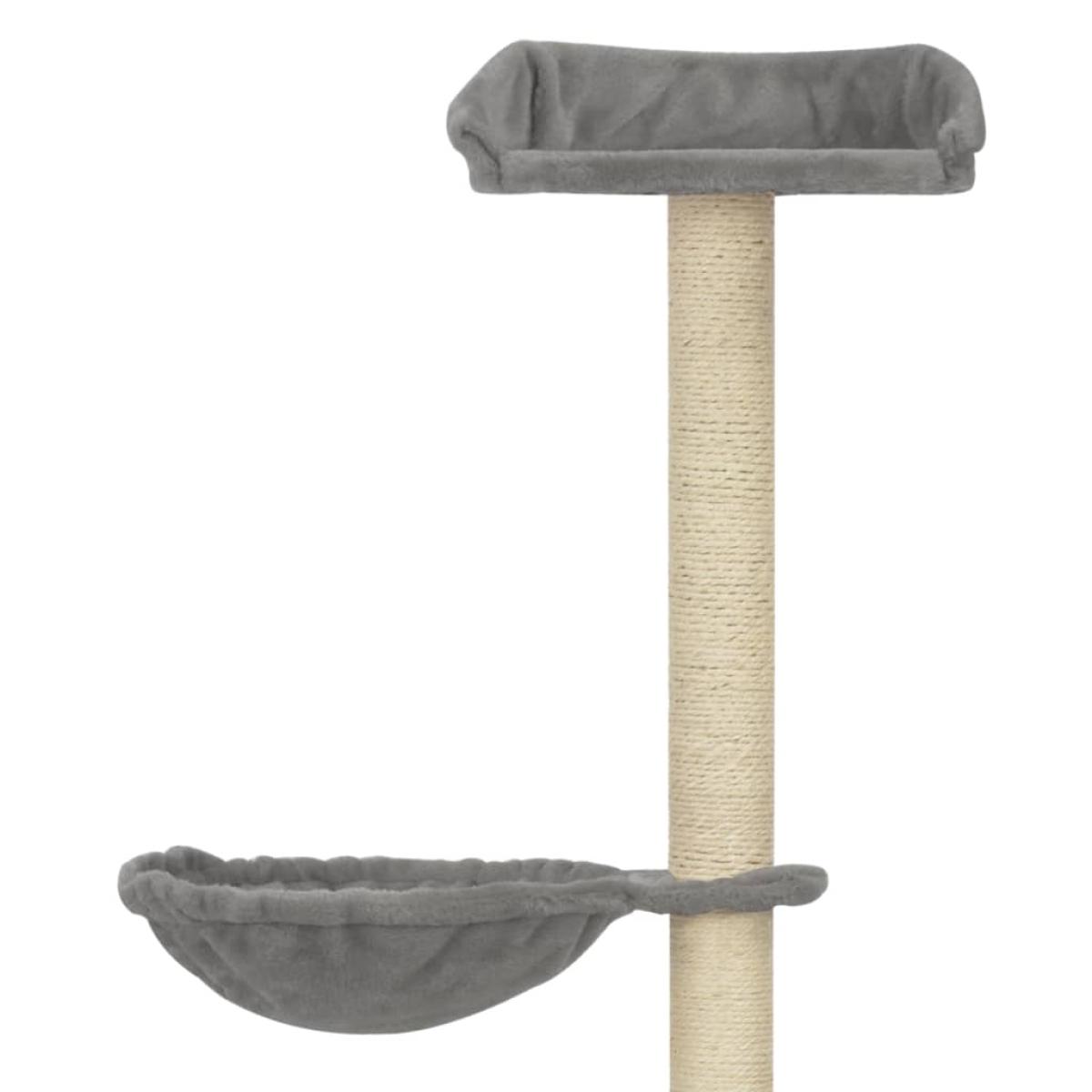 Rascador para gatos con postes de sisal 148 cm gris
