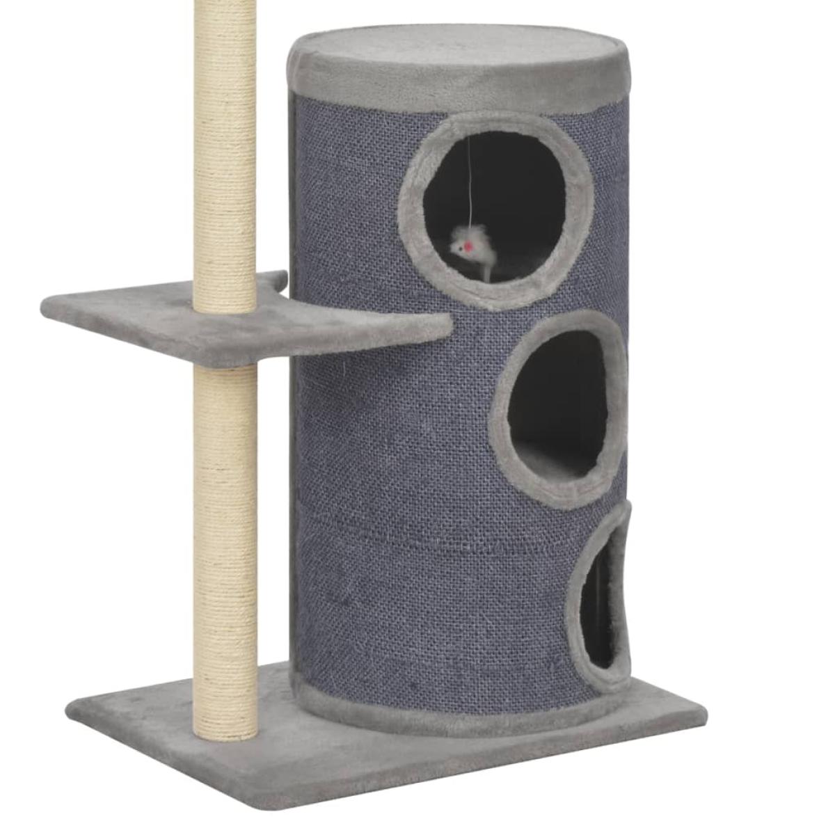 Rascador para gatos con postes de sisal 148 cm gris