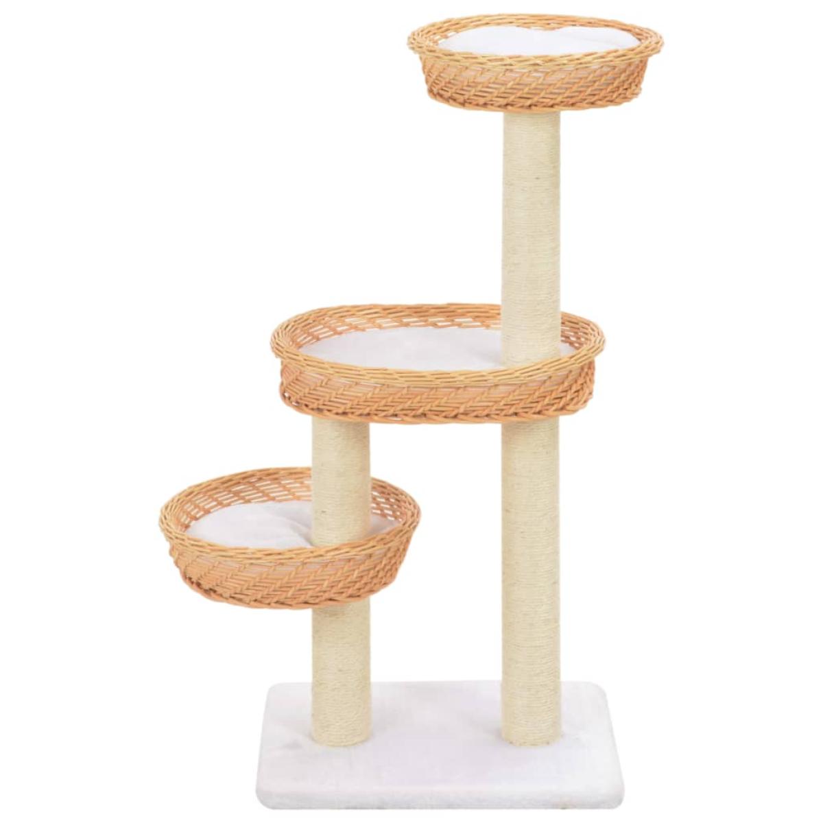 Rascador para gatos con poste de sisal madera natural de sauce