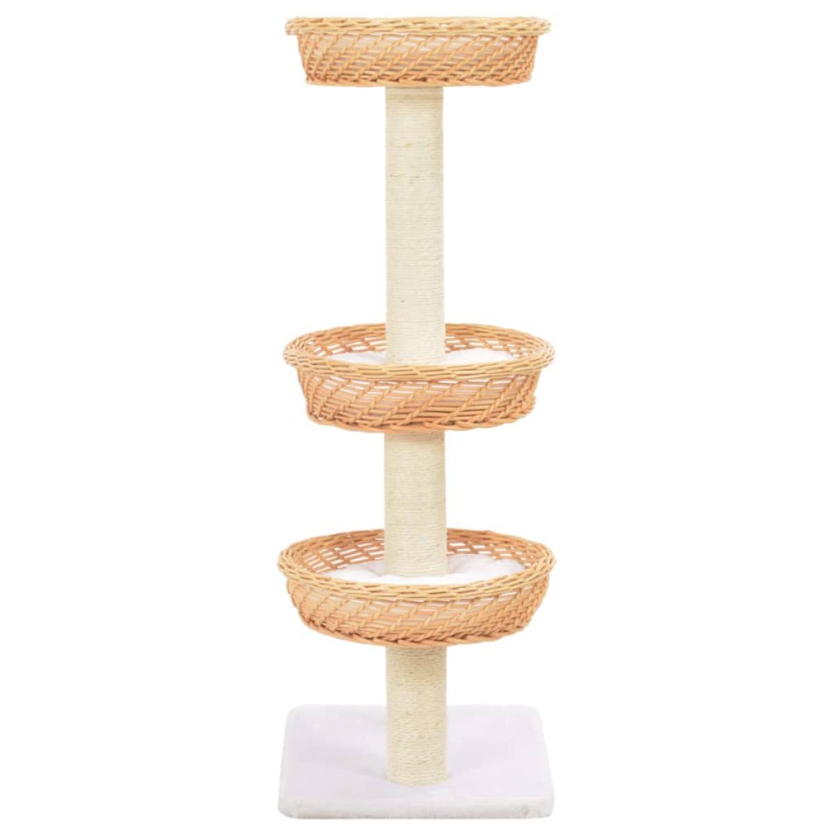 Rascador para gatos con poste de sisal madera natural de sauce
