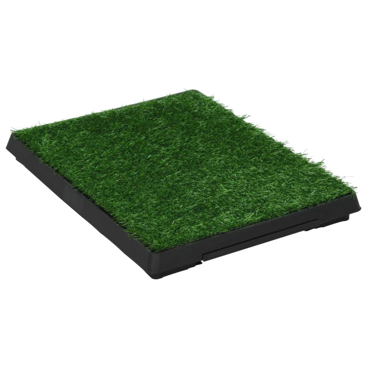 Inodoro mascotas con bandeja césped artificial verde 63x50x7 cm