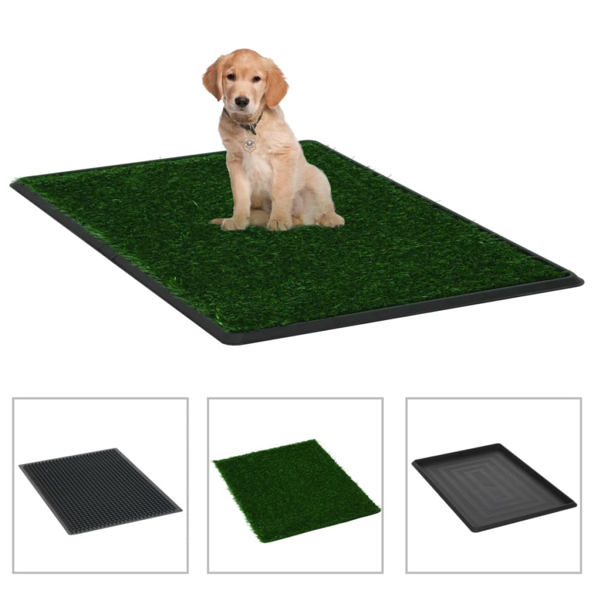 Inodoro mascotas 2 uds. con bandeja césped artificial 76x51x3cm