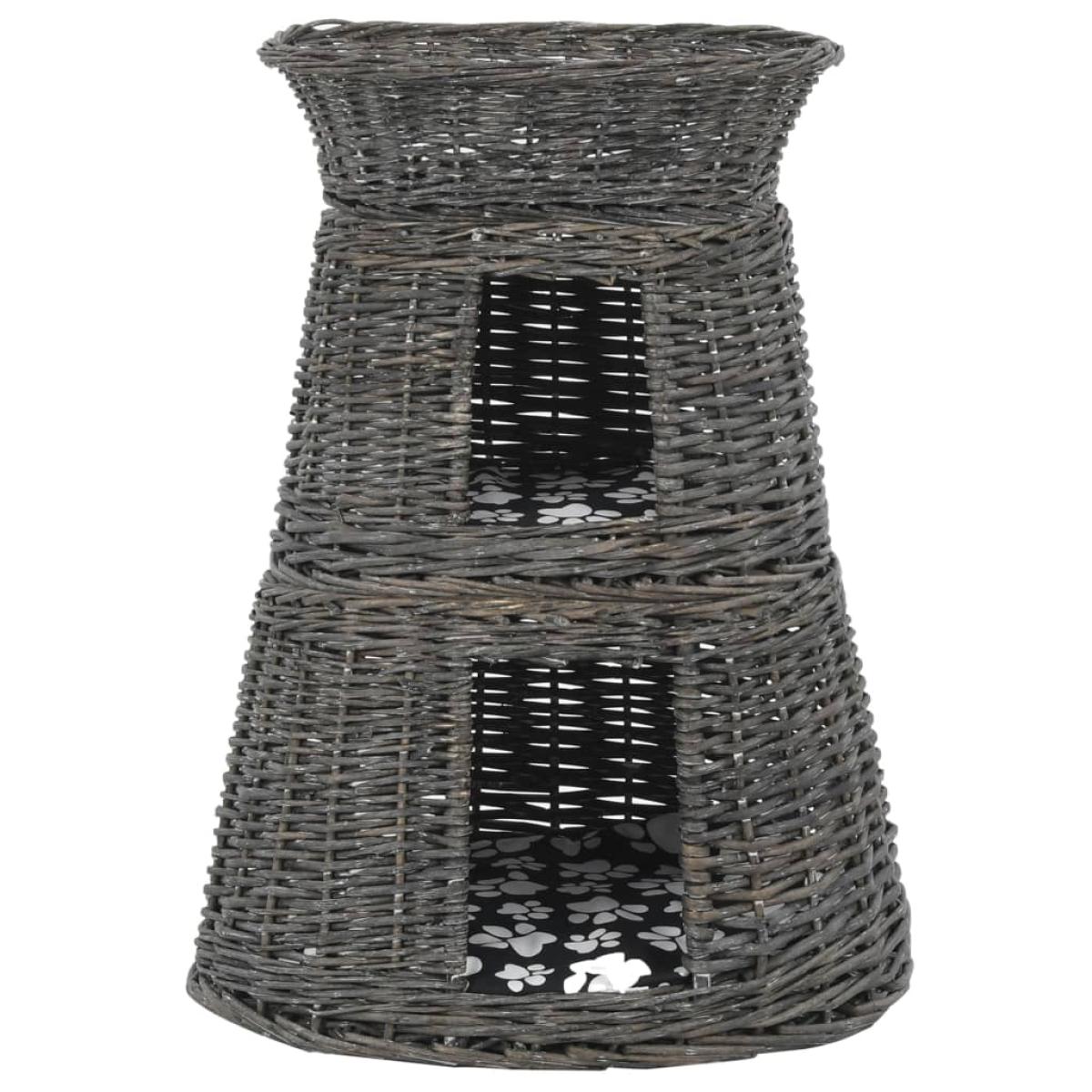 Cestas de gatos 3 uds con cojines sauce natural gris 47x34x60cm