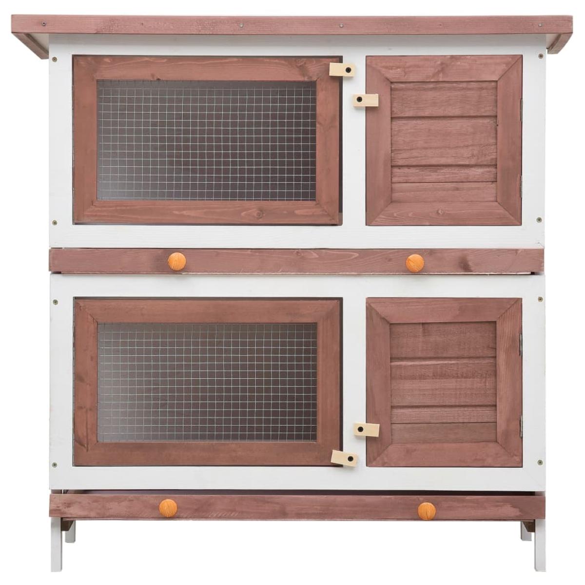Jaula conejera con 4 puertas madera marrón