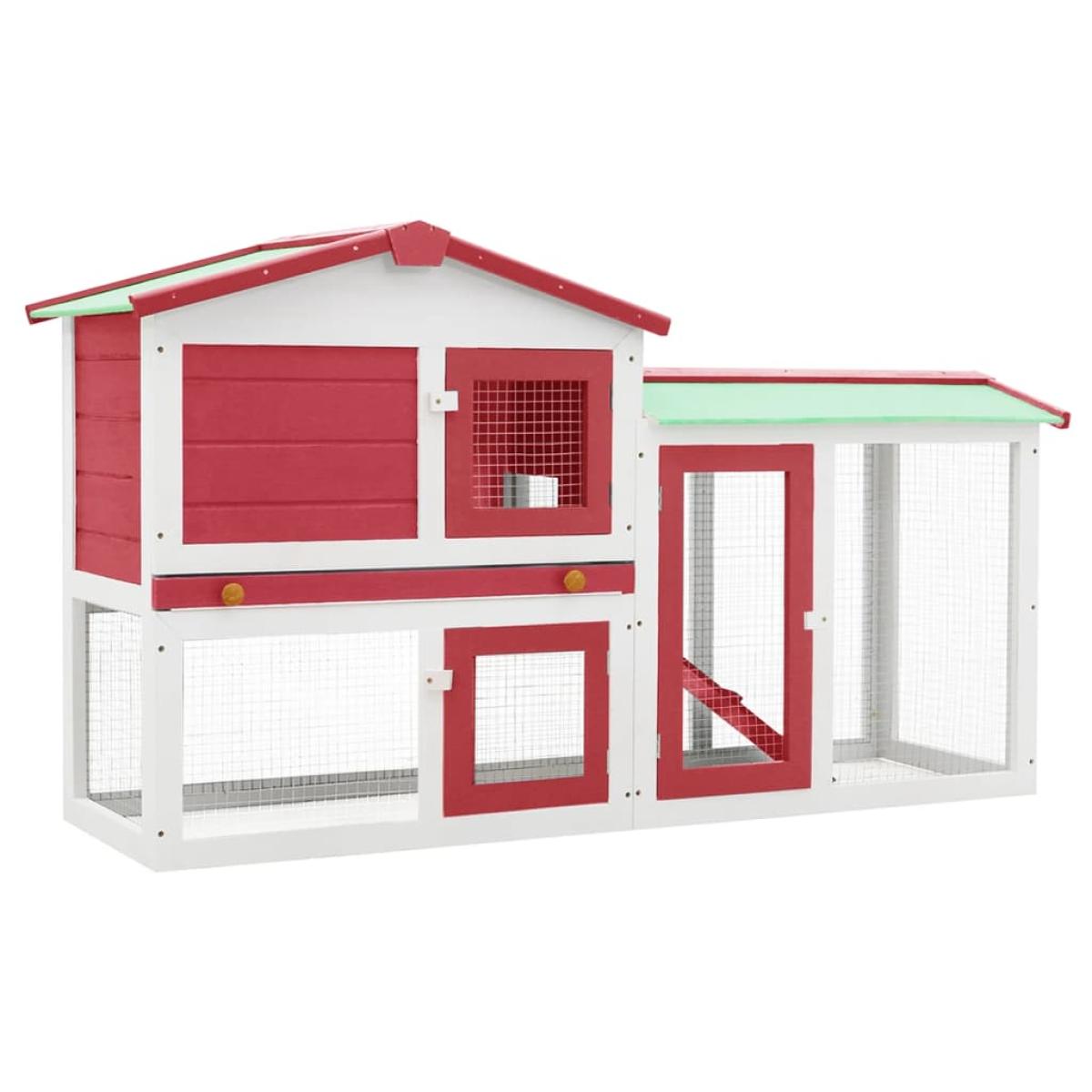 Jaula de animales grande madera rojo y blanco 145x45x85 cm