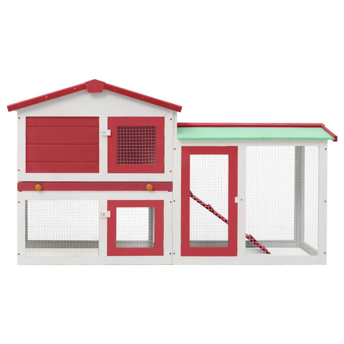 Jaula de animales grande madera rojo y blanco 145x45x85 cm