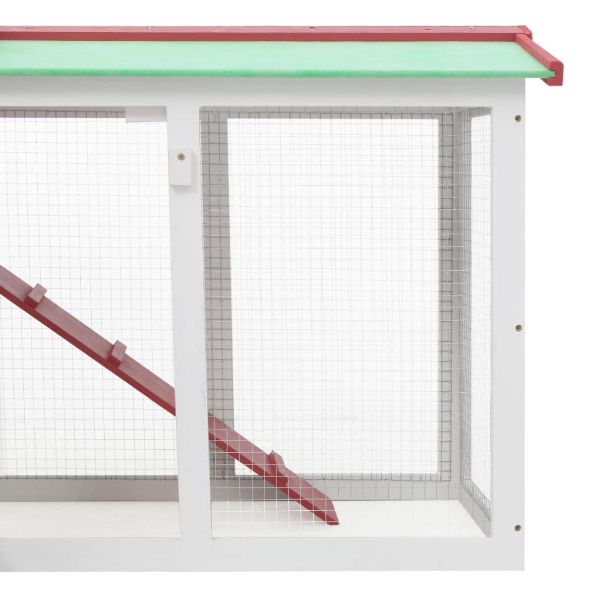 Jaula de animales grande madera rojo y blanco 145x45x85 cm