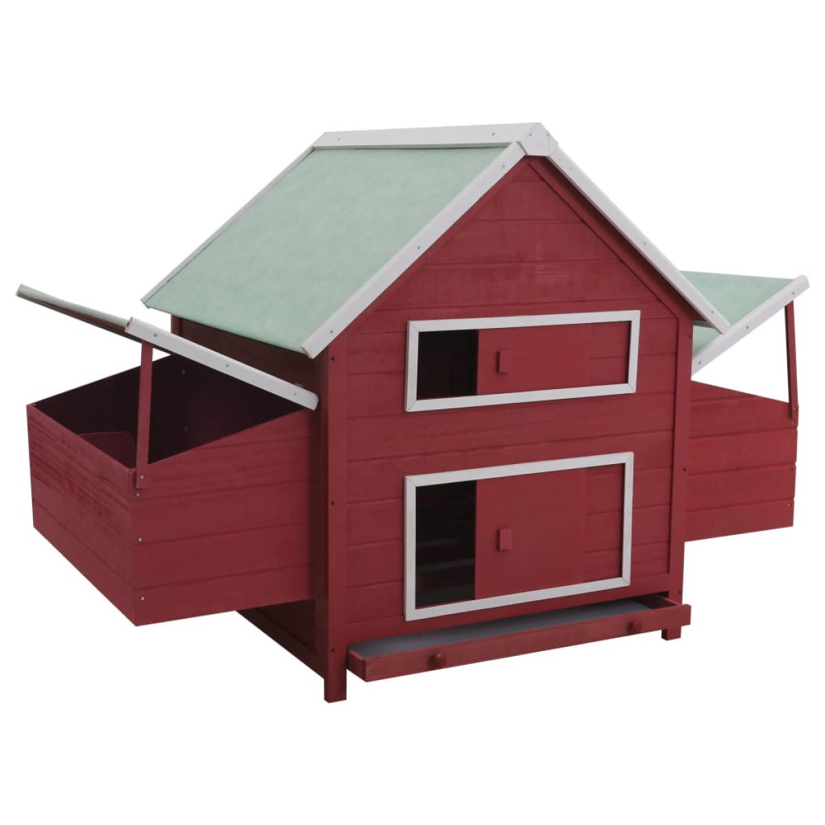 Gallinero de madera rojo 157x97x110 cm