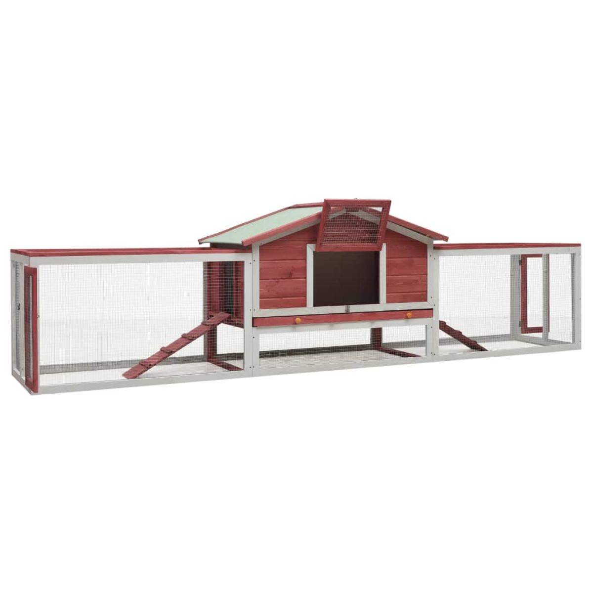 Conejera de madera maciza de pino y abeto rojo 310x70x87 cm