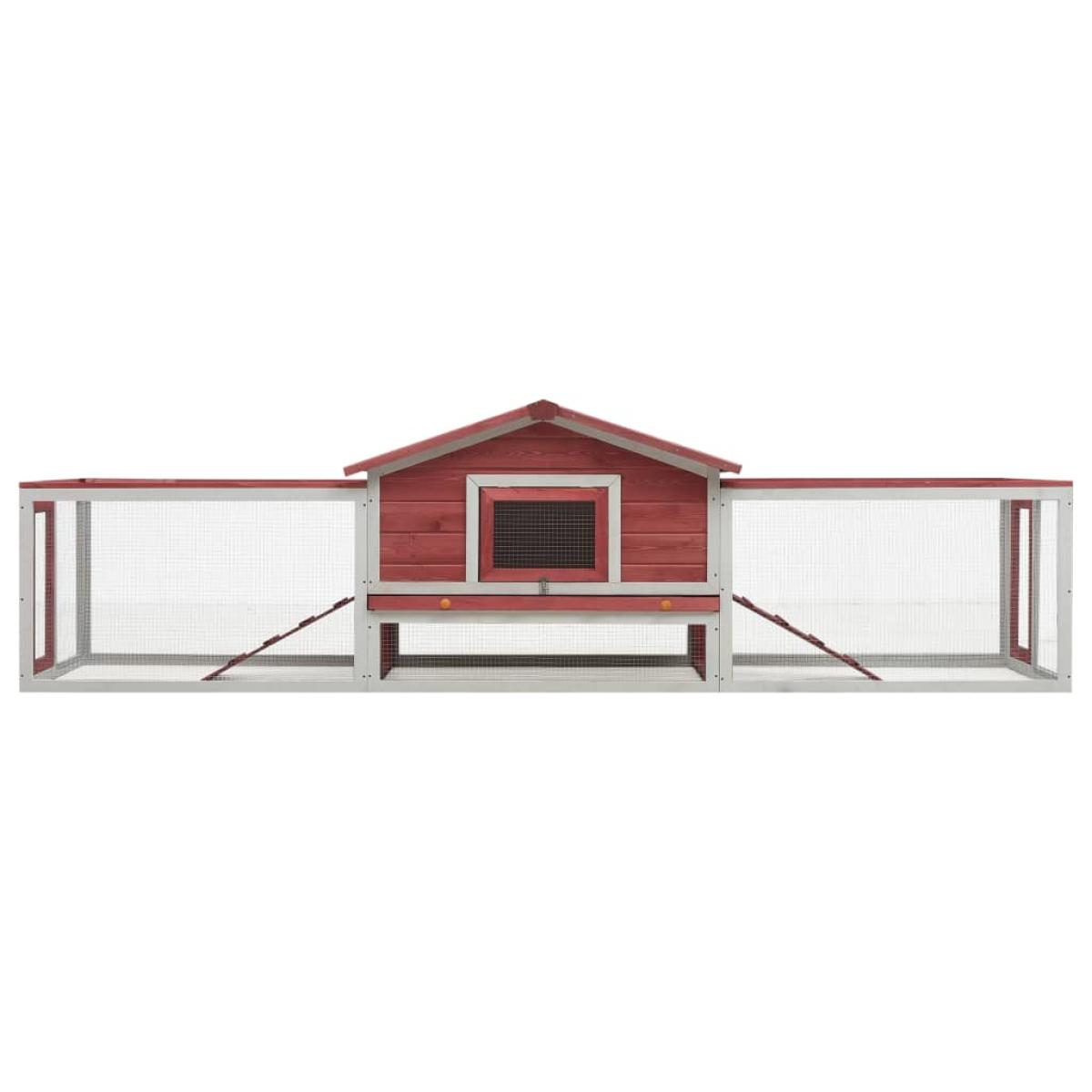 Conejera de madera maciza de pino y abeto rojo 310x70x87 cm