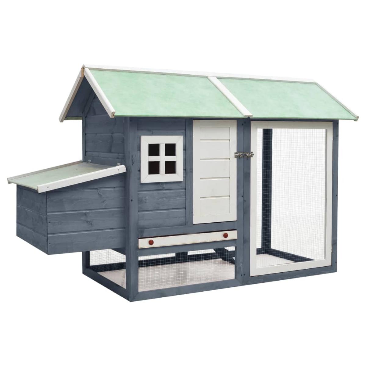 Gallinero de madera maciza de pino y abeto gris 170x81x110 cm