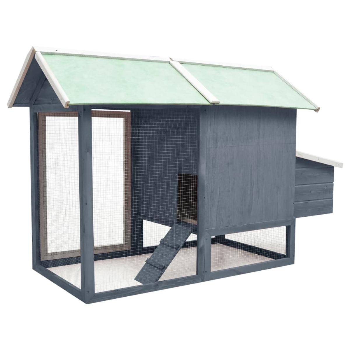 Gallinero de madera maciza de pino y abeto gris 170x81x110 cm