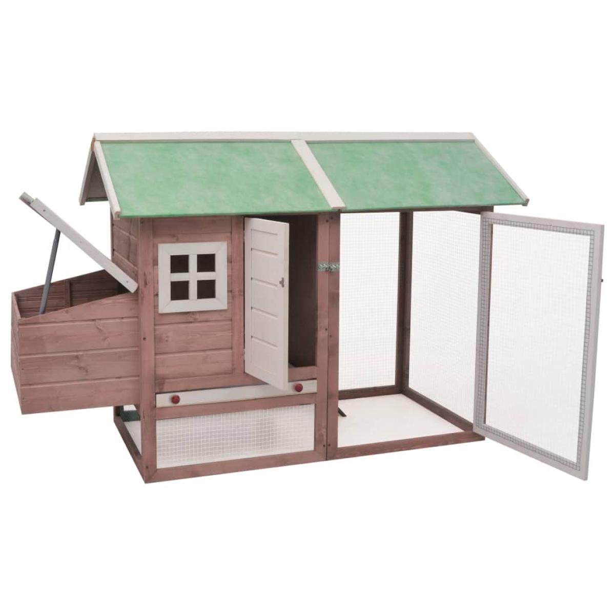 Gallinero de madera maciza de pino y abeto moca 170x81x110 cm