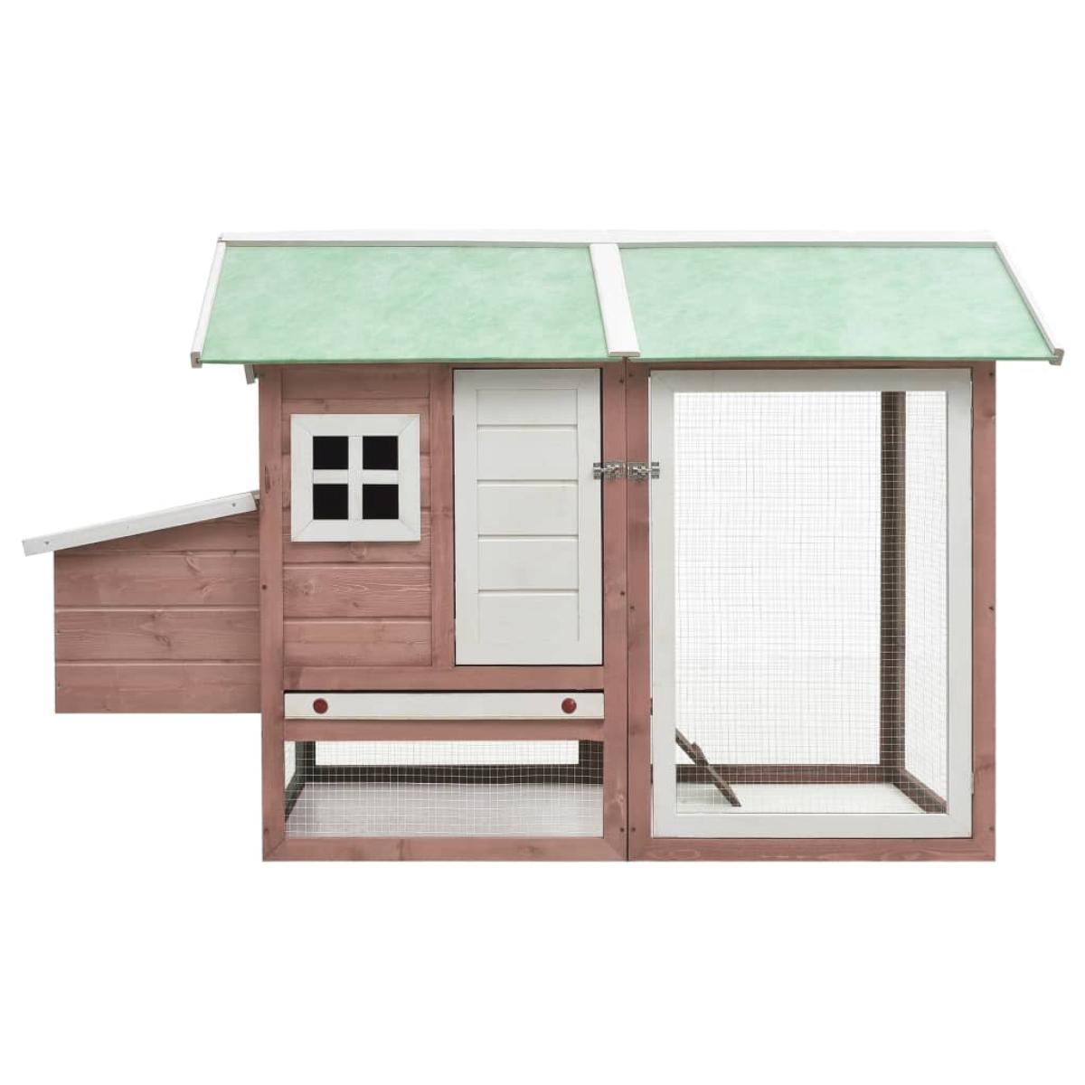 Gallinero de madera maciza de pino y abeto moca 170x81x110 cm