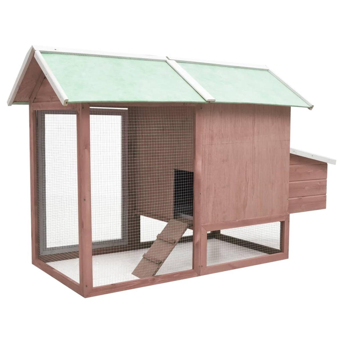 Gallinero de madera maciza de pino y abeto moca 170x81x110 cm
