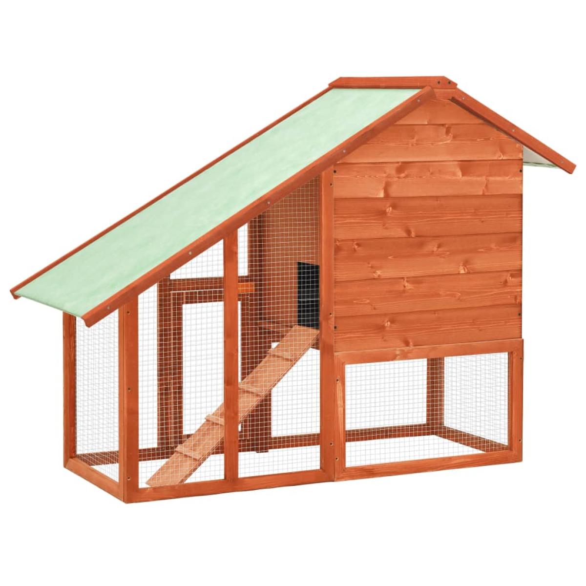 Conejera de madera maciza de abeto 140x63x120 cm