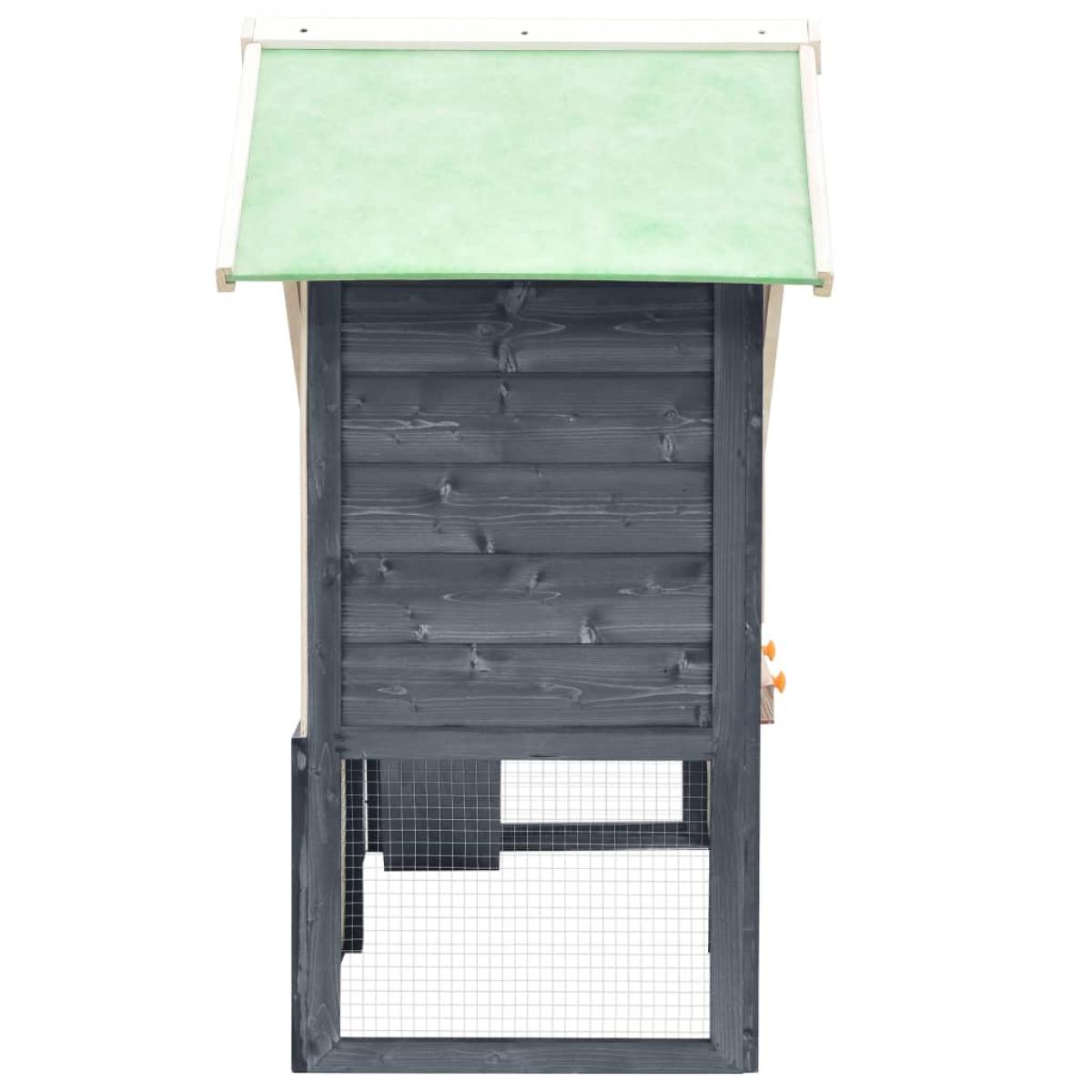 Conejera de madera maciza de abeto gris y blanco 140x63x120 cm