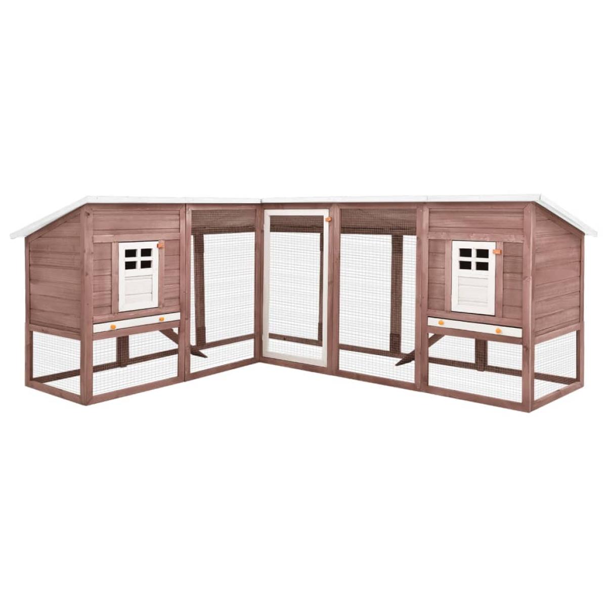 Jaula conejera de exterior con corral madera abeto mocca blanco