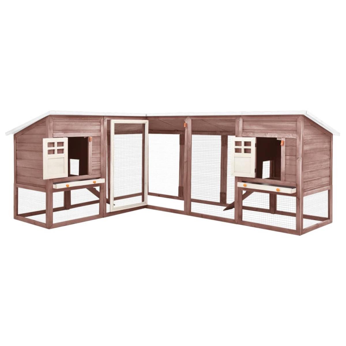 Jaula conejera de exterior con corral madera abeto mocca blanco