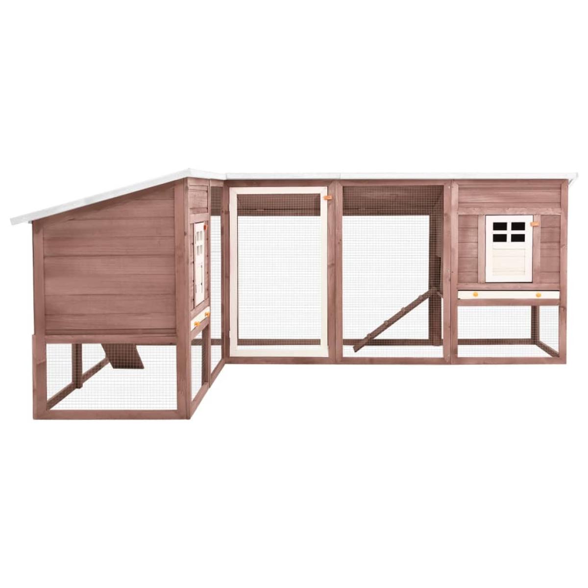 Jaula conejera de exterior con corral madera abeto mocca blanco
