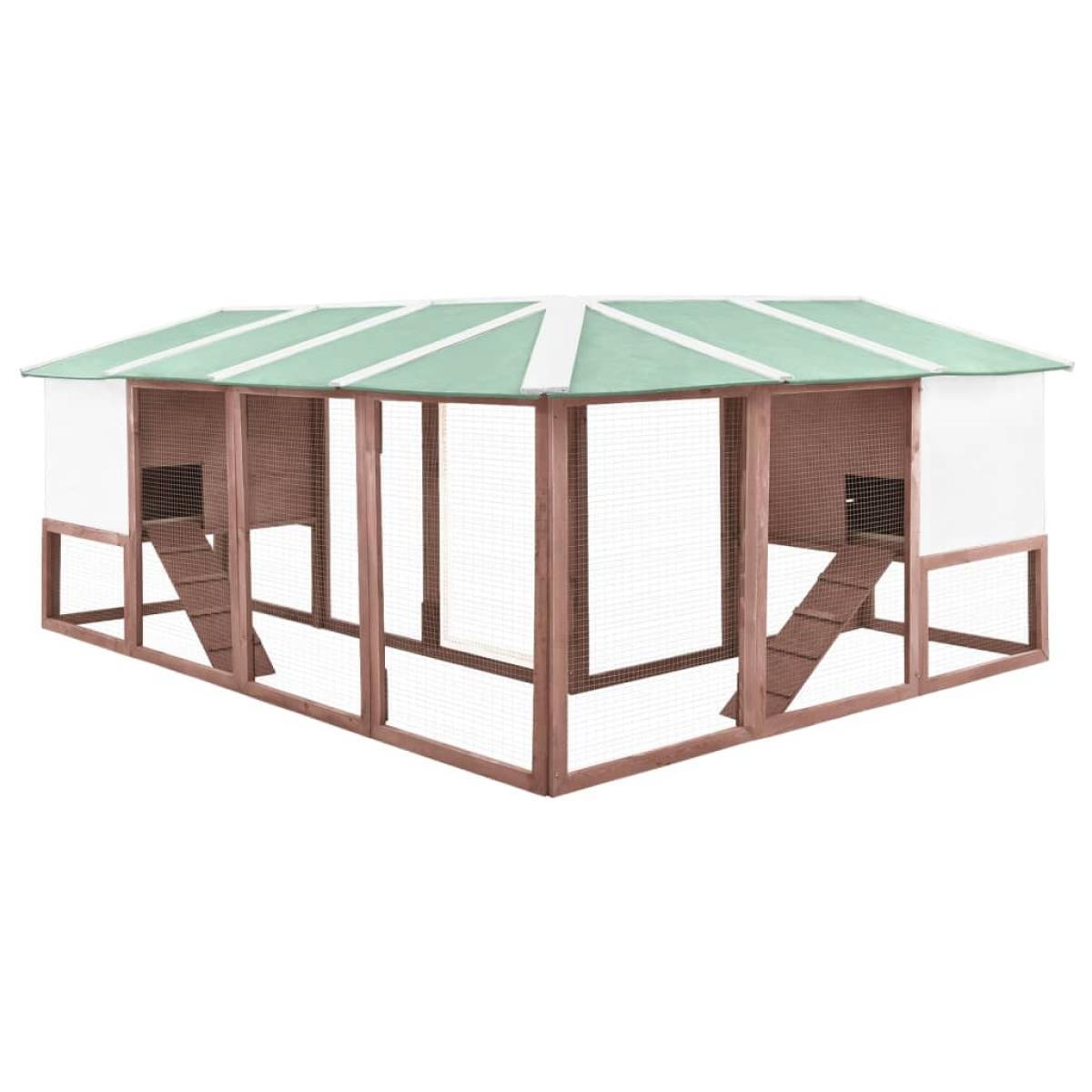 Jaula conejera de exterior con corral madera abeto mocca blanco