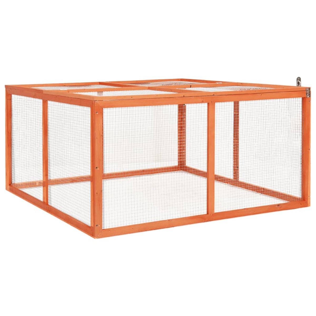 Conejera de madera maciza de abeto 124x120x60 cm