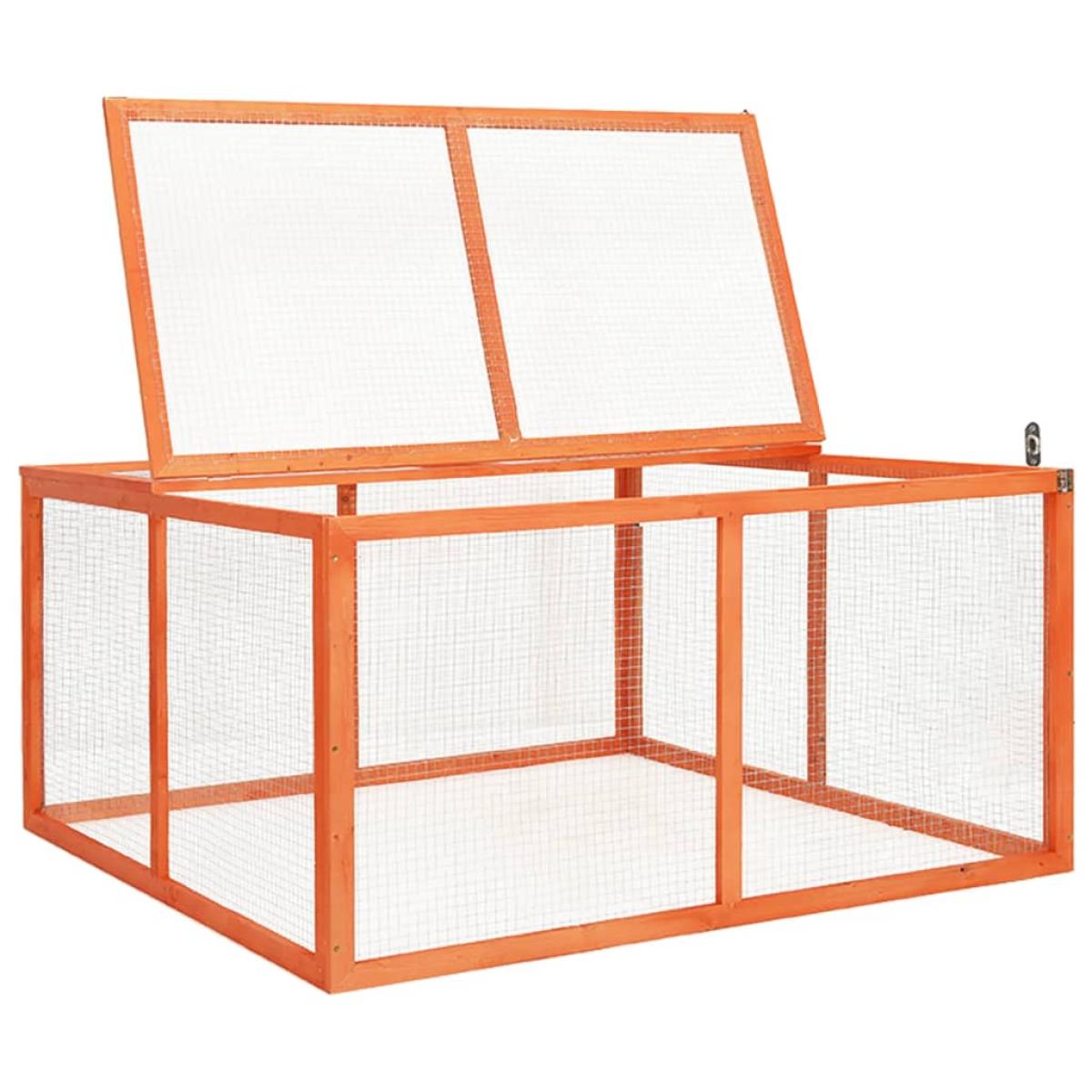 Conejera de madera maciza de abeto 124x120x60 cm