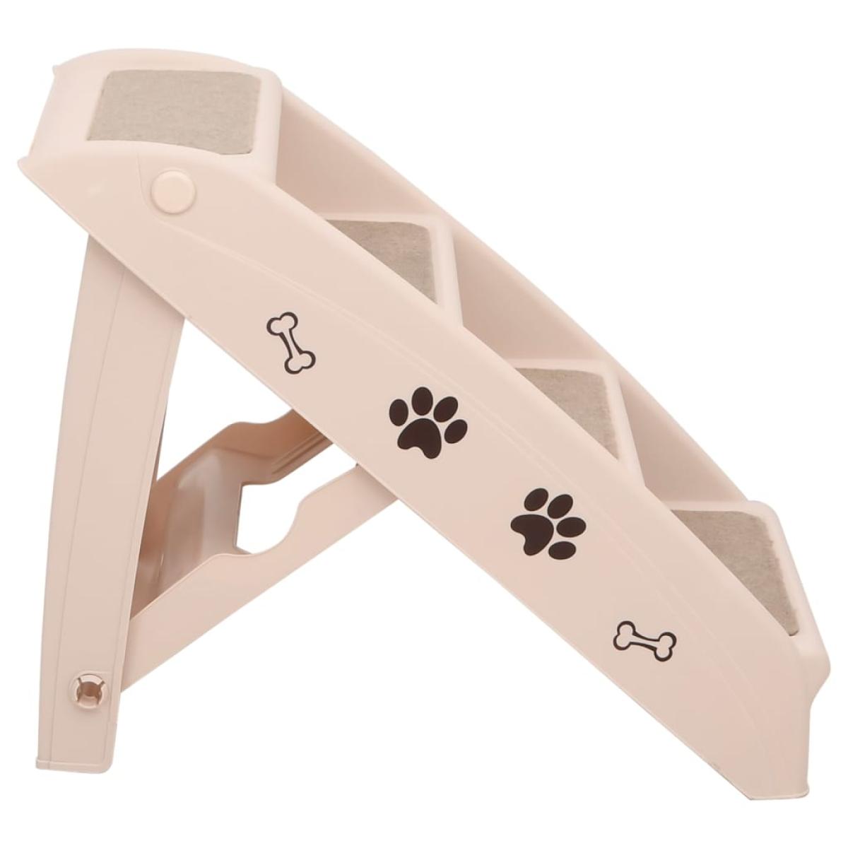 Escalera plegable para perros crema 62x40x49,5 cm
