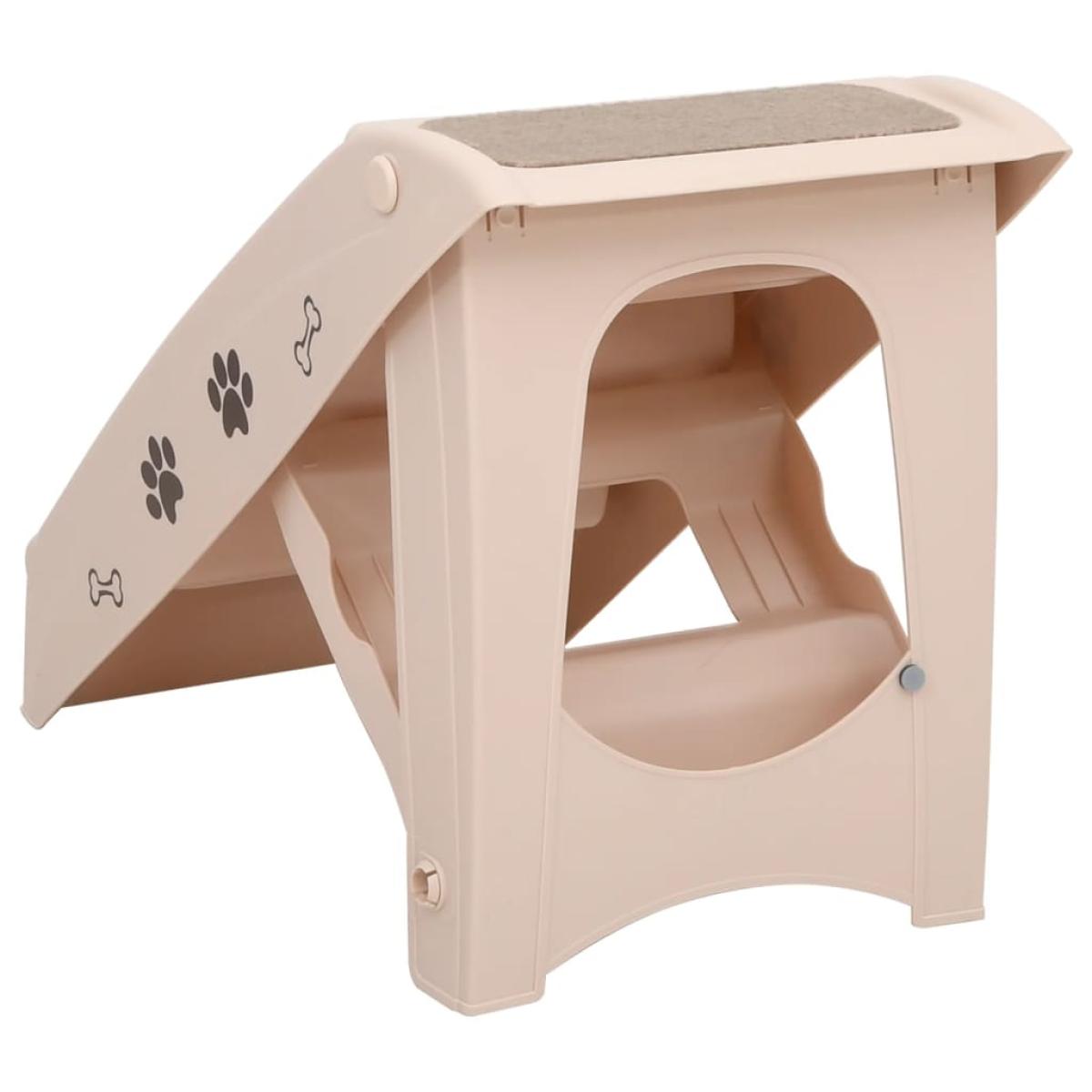 Escalera plegable para perros crema 62x40x49,5 cm