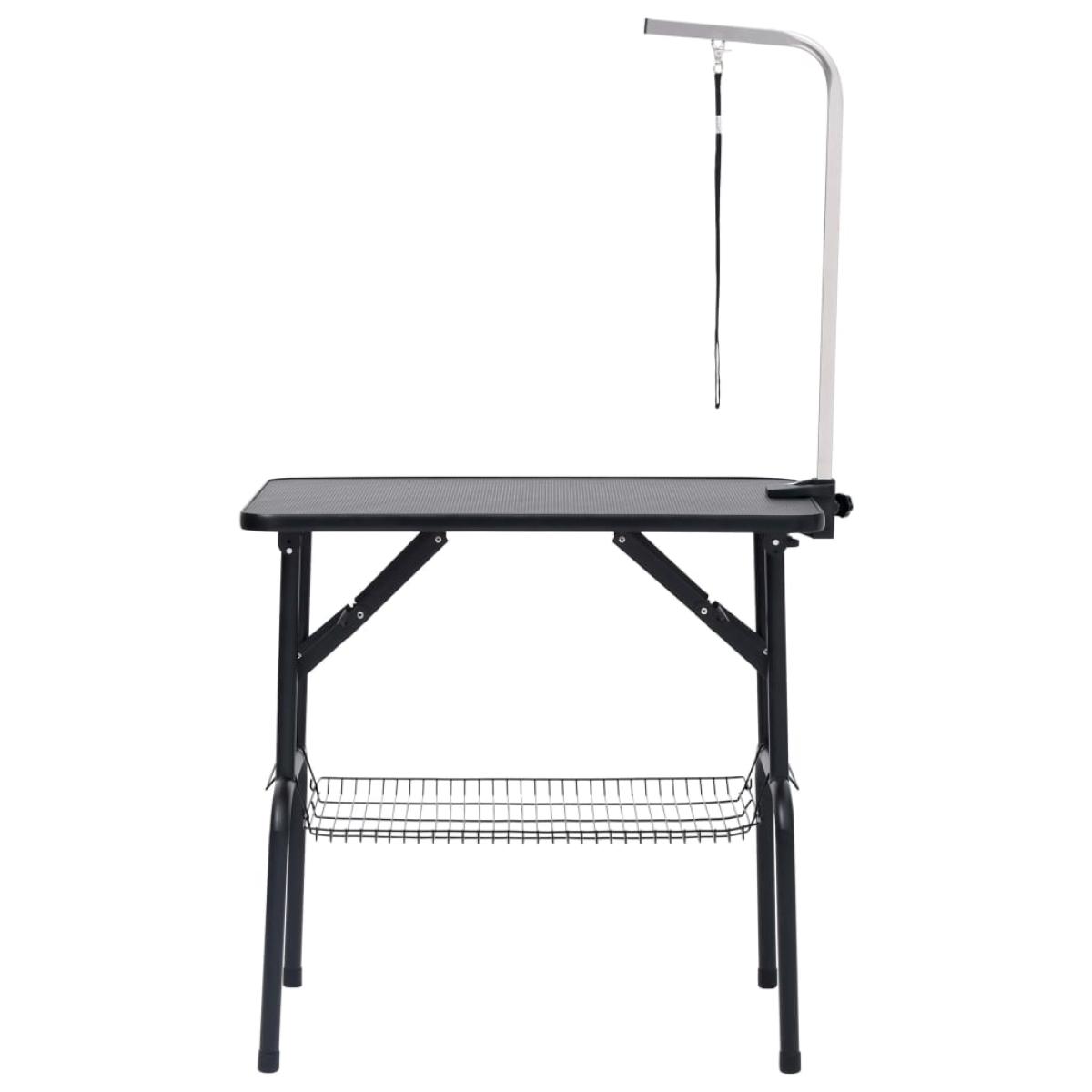 Mesa de aseo ajustable para perros con 1 lazo y cesta