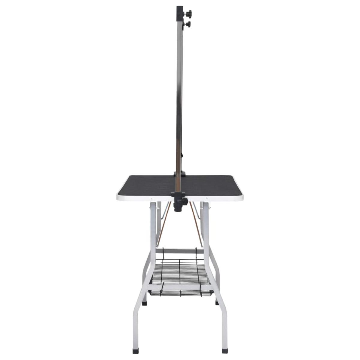 Mesa de aseo ajustable para perros con 2 lazos y cesta