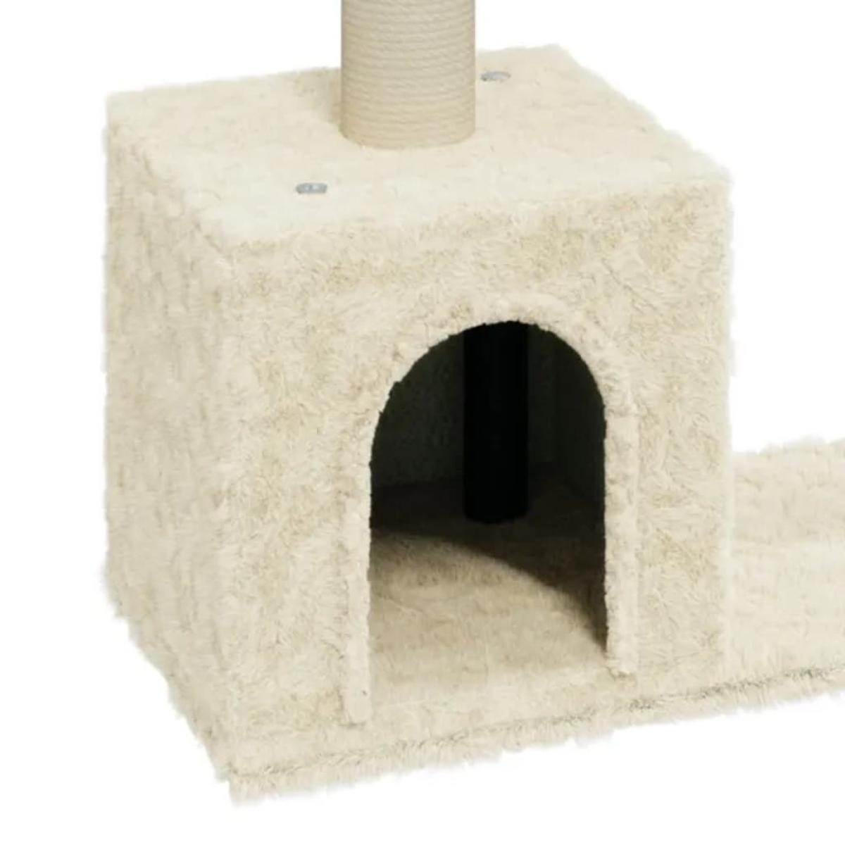 Rascador para gatos con postes de sisal 60 cm crema