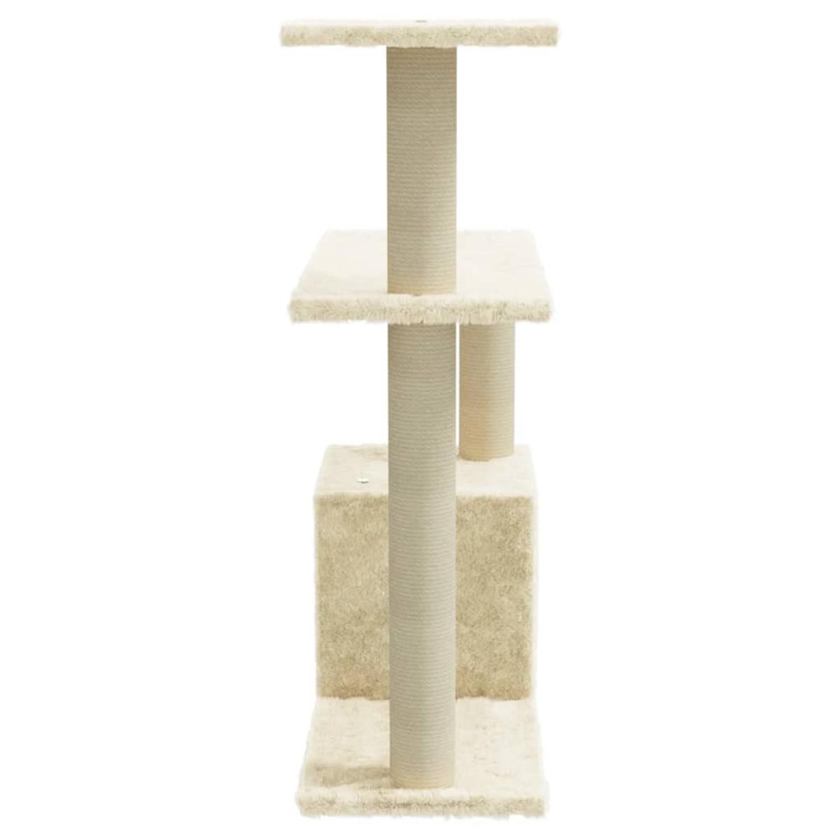 Rascador para gatos con postes de sisal crema 70 cm