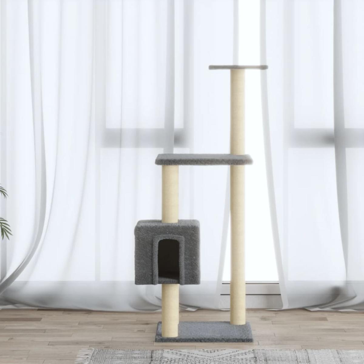 Rascador para gatos con postes de sisal gris claro 104 cm