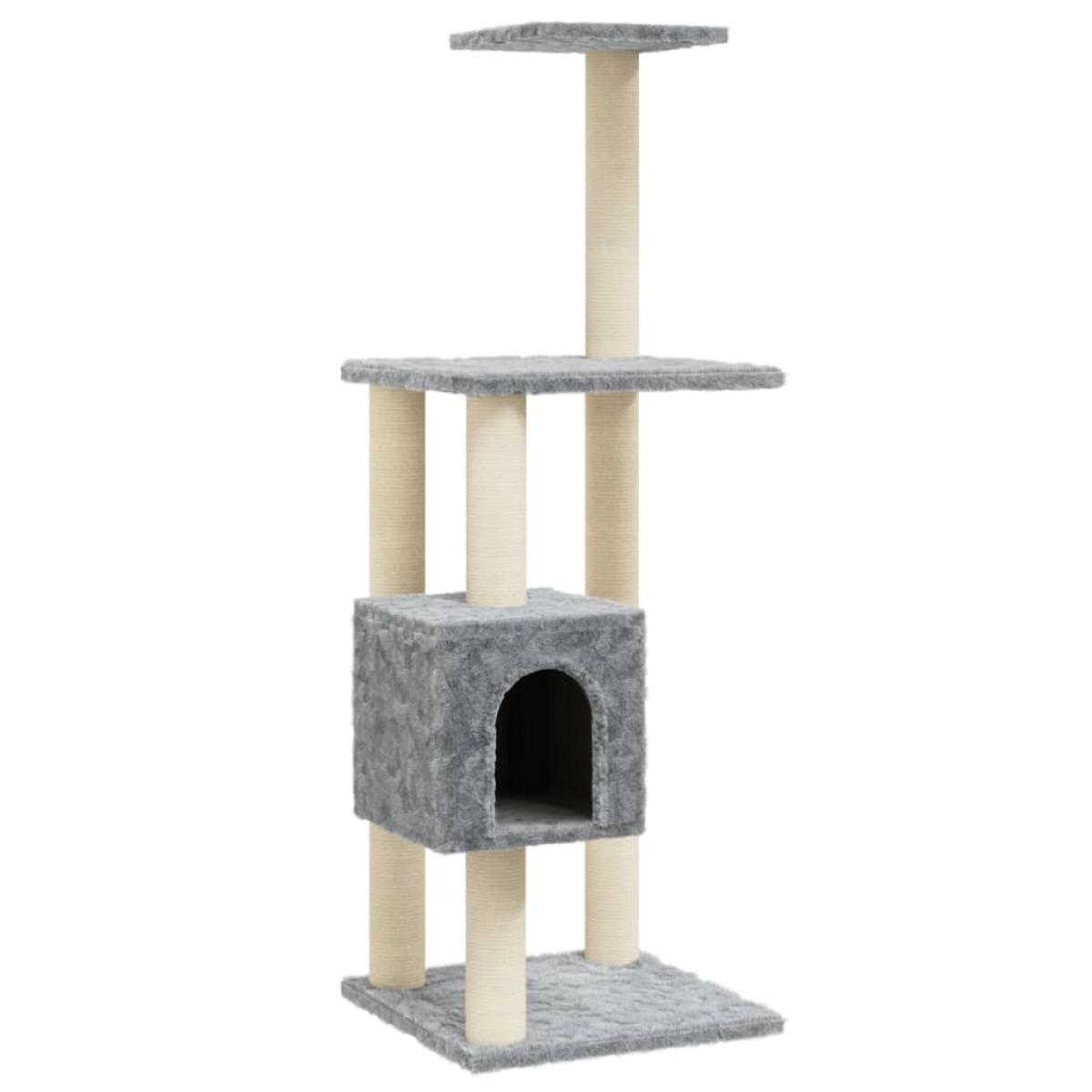 Rascador para gatos con postes de sisal gris claro 104 cm