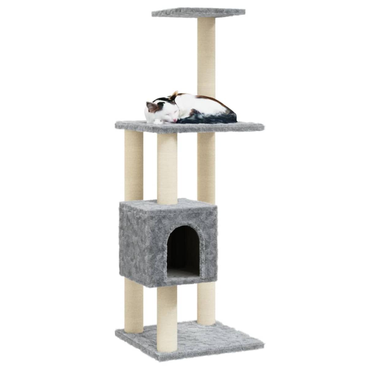 Rascador para gatos con postes de sisal gris claro 104 cm