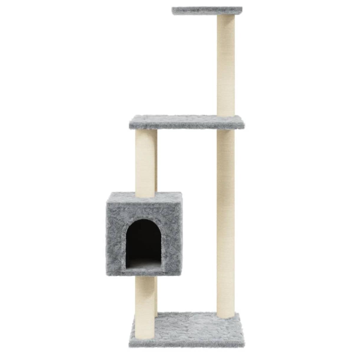 Rascador para gatos con postes de sisal gris claro 104 cm