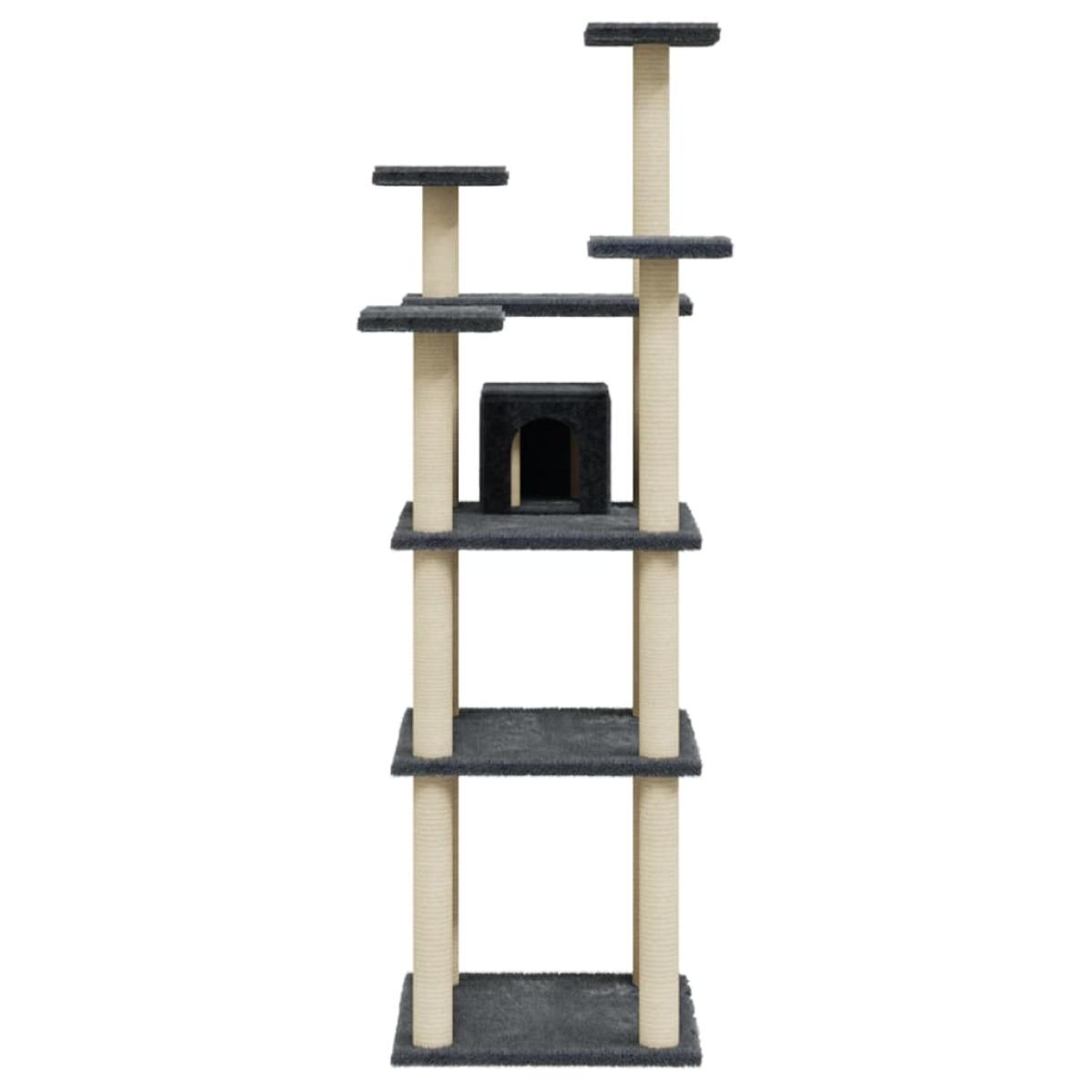 Rascador para gatos con postes de sisal gris oscuro 171 cm