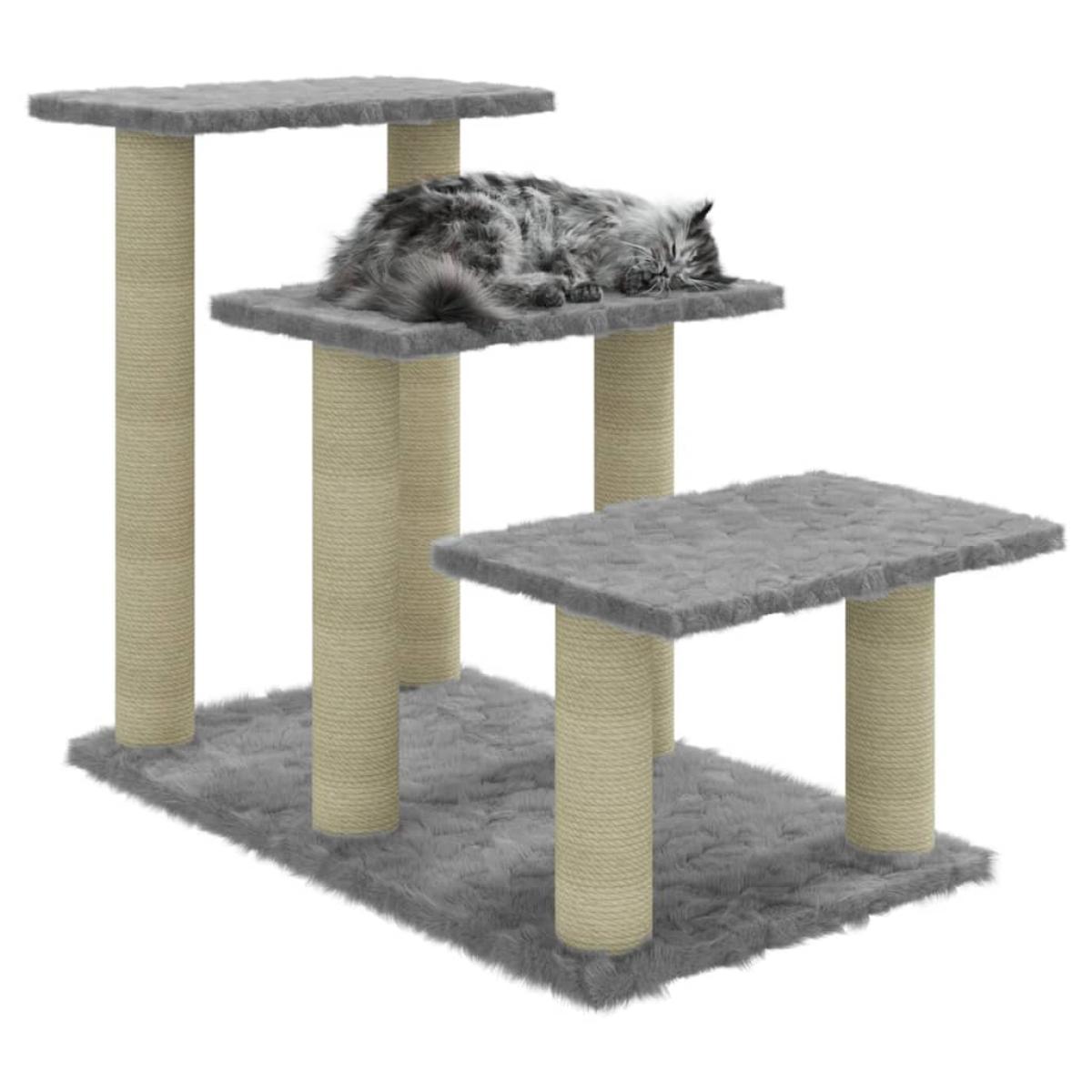 Rascador para gatos con postes de sisal gris claro 50,5 cm