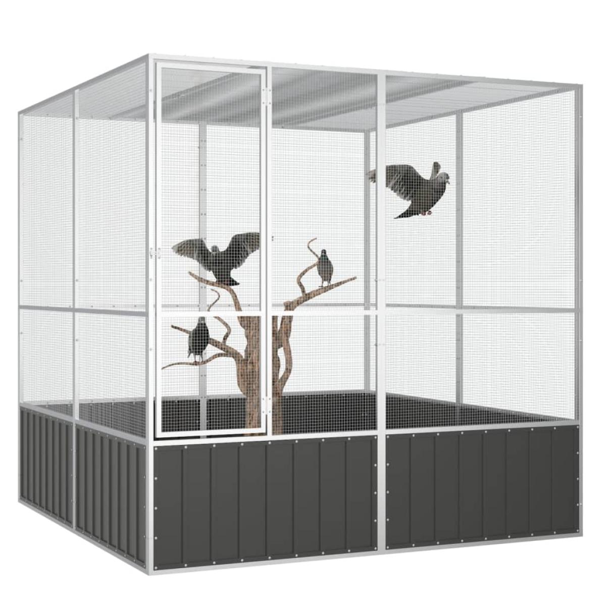 Jaula pájaros acero galvanizado antracita 213,5x217,5x211,5 cm