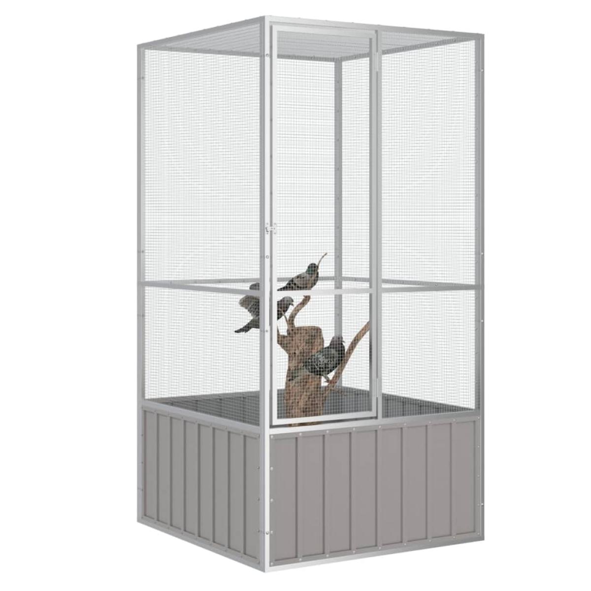 Jaula de pájaros acero galvanizado gris 111x107x211,5 cm