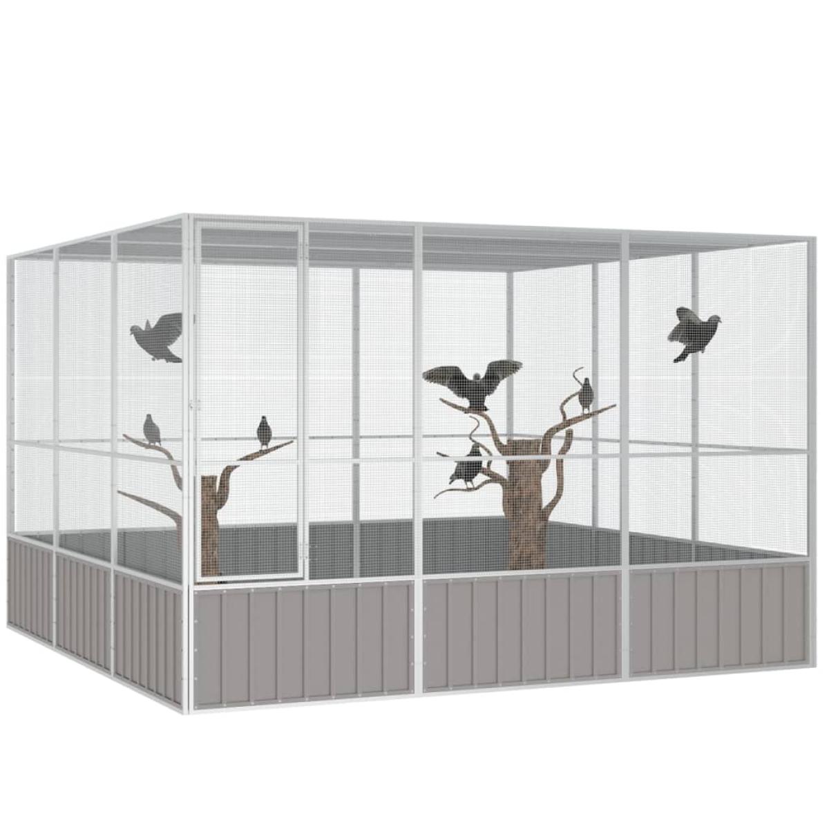 Jaula pájaros acero galvanizado gris 302,5x324,5x211,5 cm