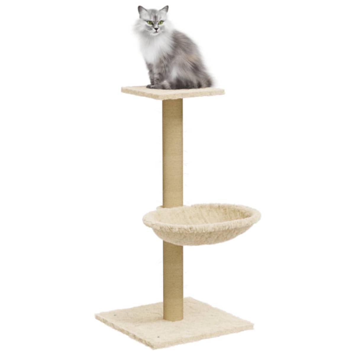 Rascador para gatos con poste de sisal crema 74 cm