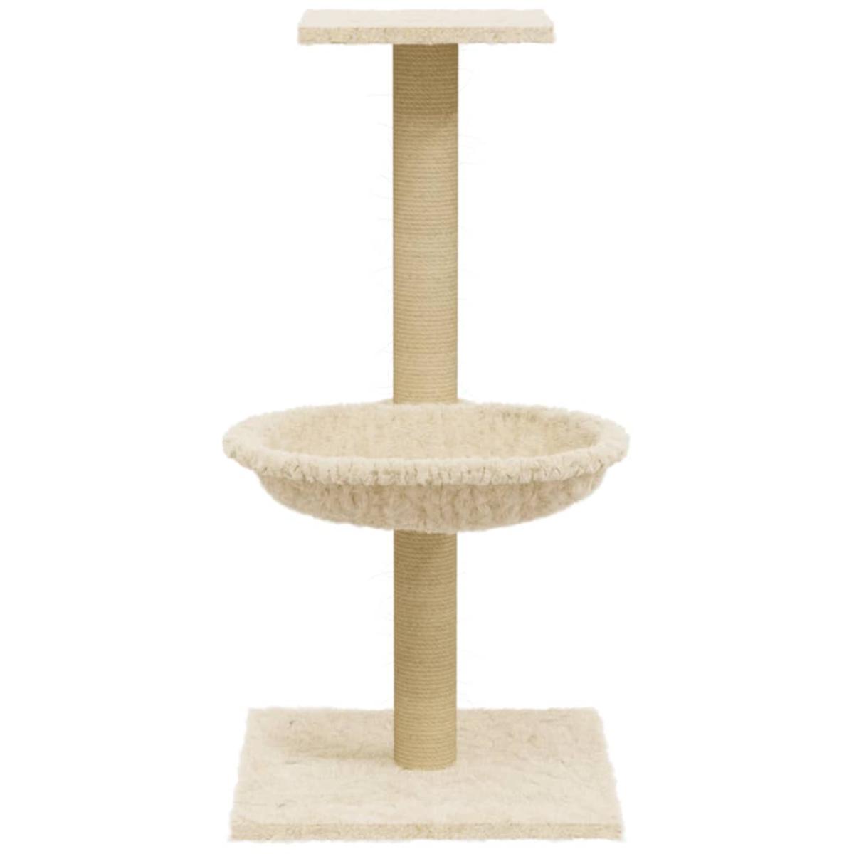 Rascador para gatos con poste de sisal crema 74 cm