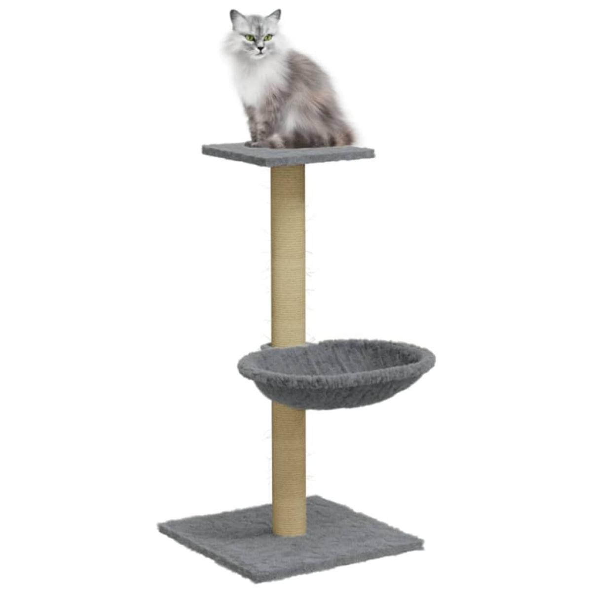 Rascador para gatos con poste de sisal gris claro 74 cm