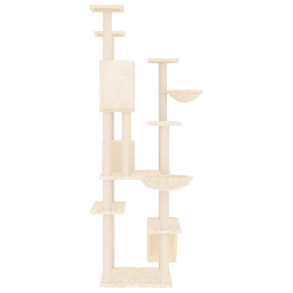 Rascador para gatos con postes de sisal crema 191 cm