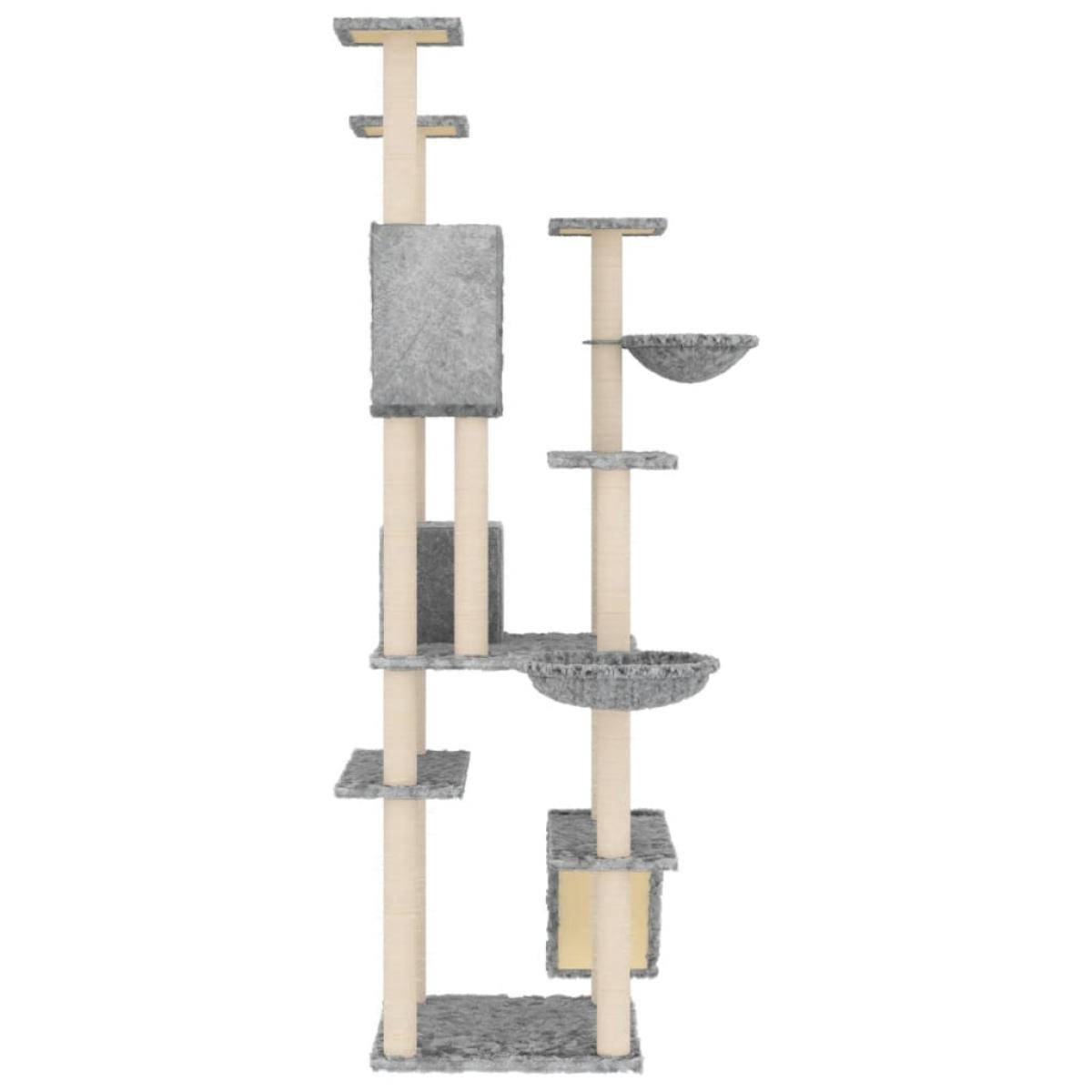 Rascador para gatos con postes de sisal gris claro 191 cm